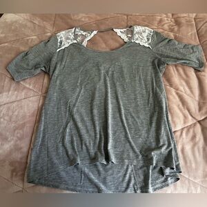 Torrid gray lace accented gray shirt and white tank top size 1/1x